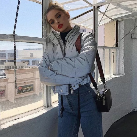 1 LEFT-Reflective Bomber Puff Coat - Picture 6 of 8